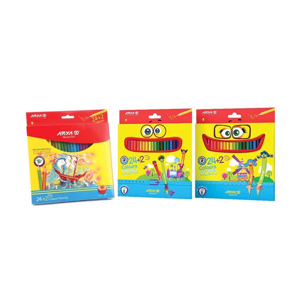 مداد رنگی 2+24 رنگ جعبه مقوایی آریا