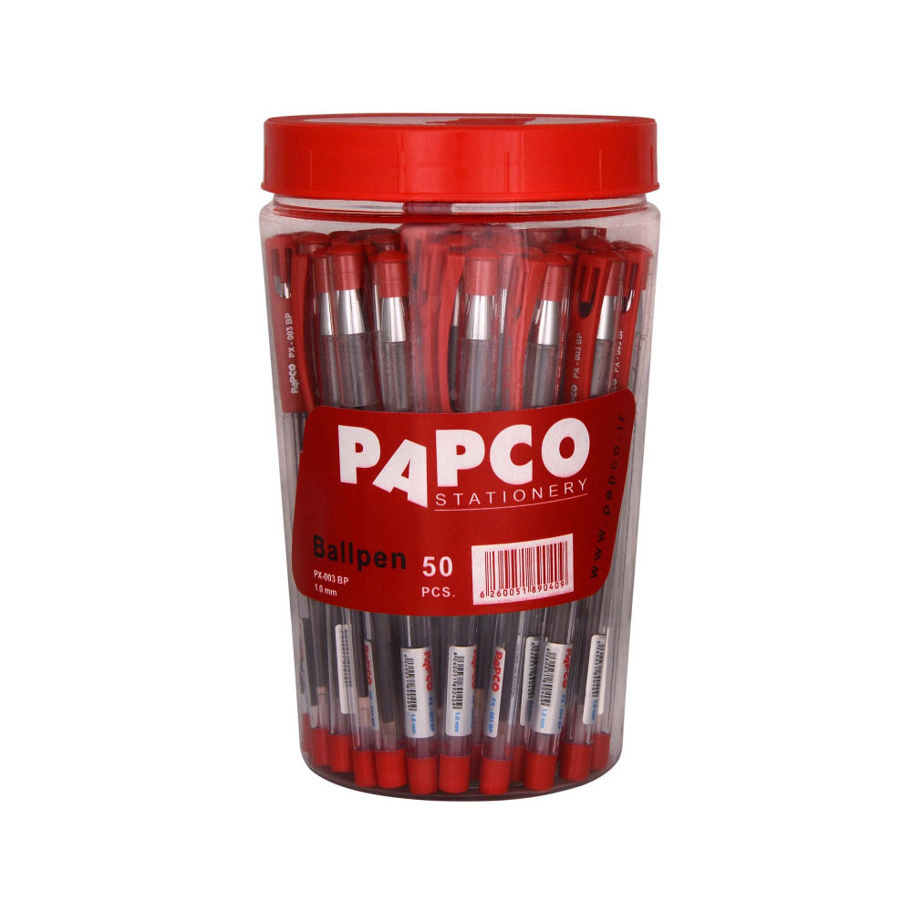 خودکار قرمز 1.0mm کد PX-003BP بسته ۵۰ عددی پاپکو