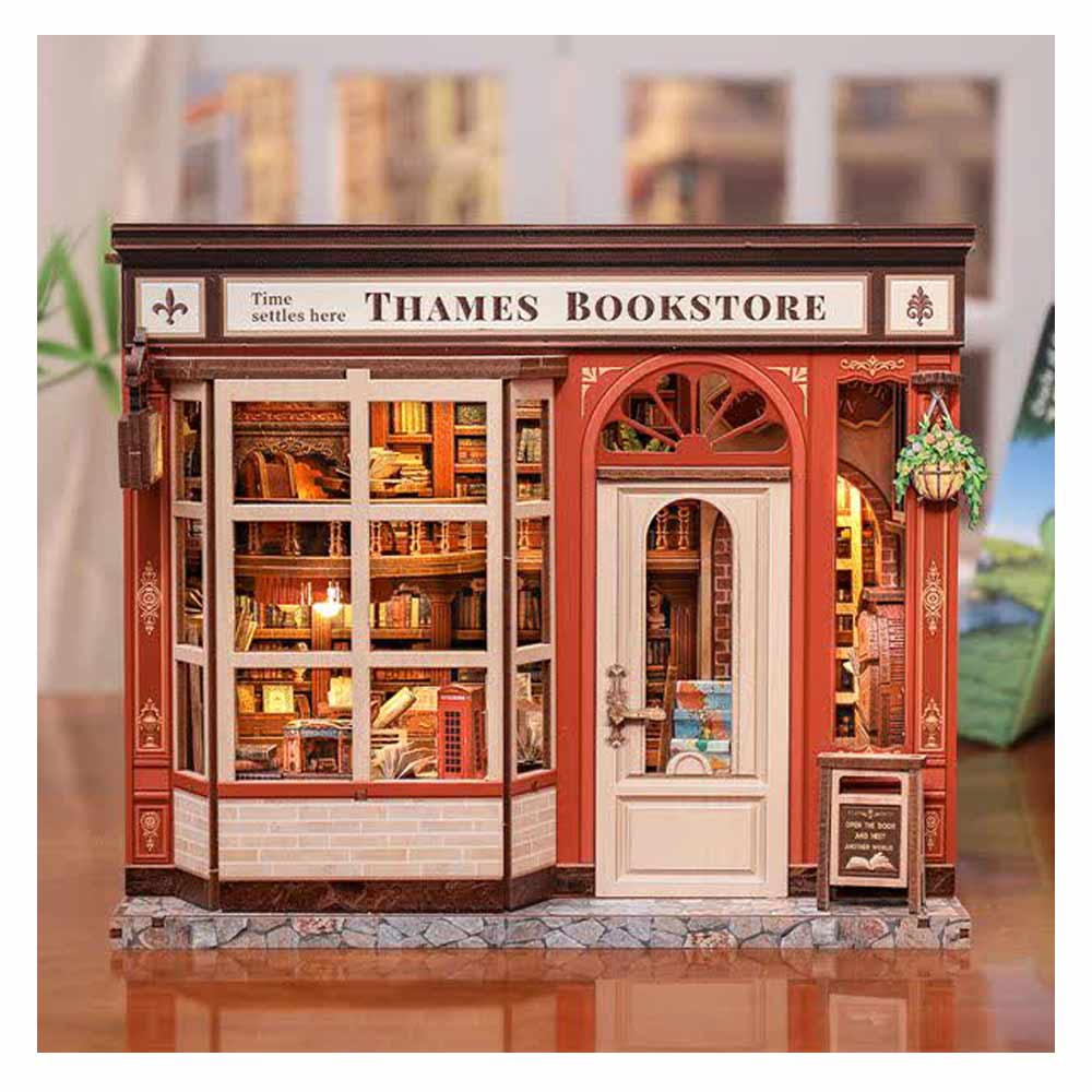 کیت ماکت چوبی کتابفروشی کلاسیک تیمز (Thames Bookstore) با نور LED