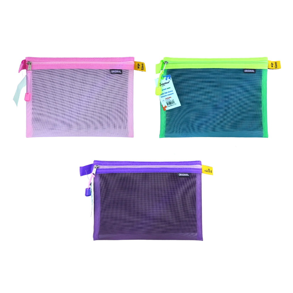 کیف توری ضخیم تک زیپ سایز A5 کد ZL2318 زیپ لاین